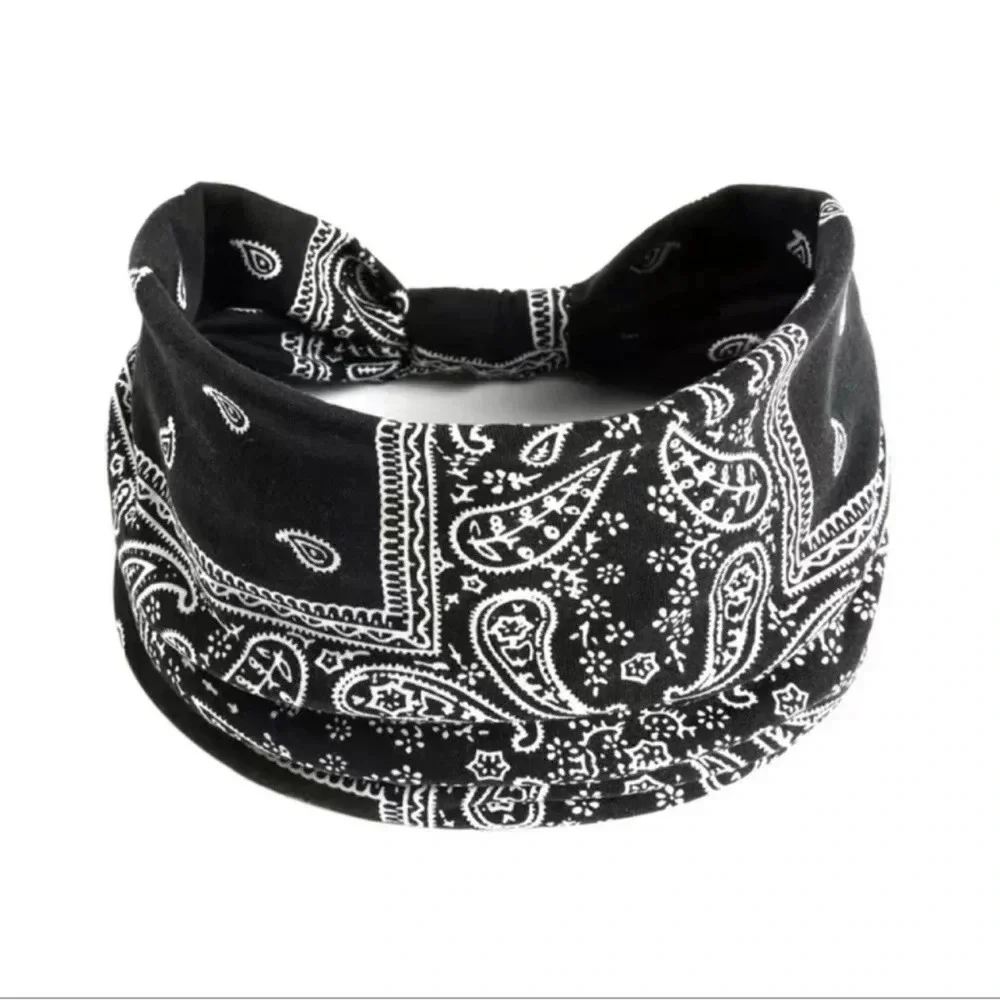 Black Bohemian paisley Print Headband